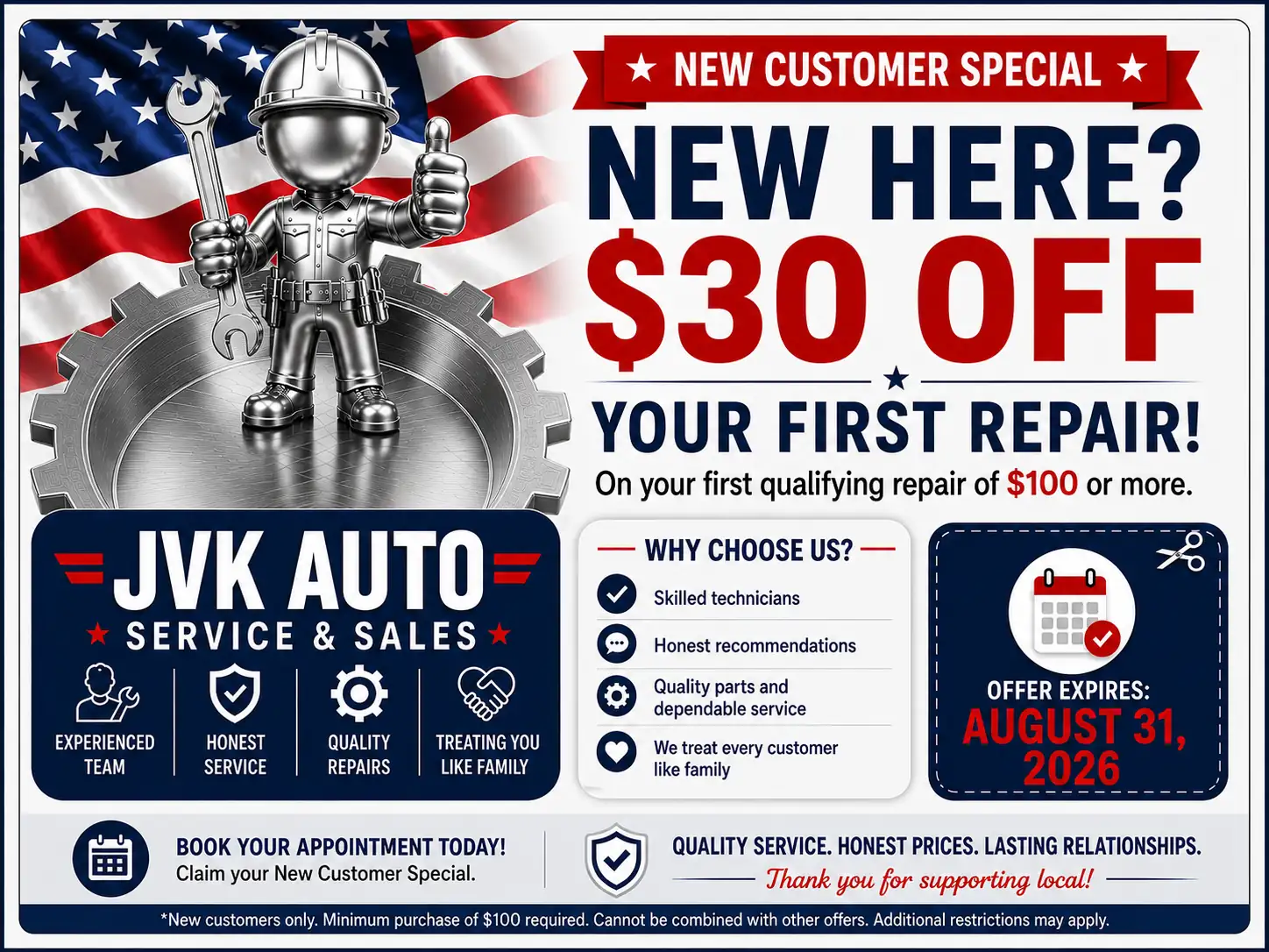 New customer special: get 30% off your first repair of $100 or more!